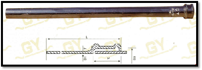 BS.4I6 生鐵臭氣管Soil Pipe to BS.416 “GY:牌BS.476 鑄鐵承插口臭氣管G.Y"BRAND BS476 castlron Spigot & Socket Soil PipesMade by Casting Process